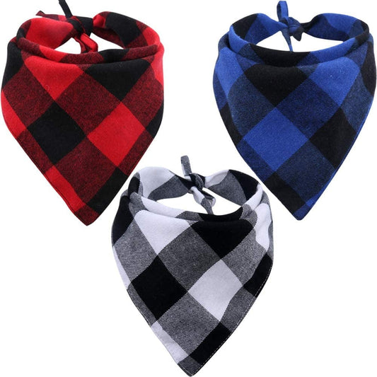 3 Pack Dog Bandana Plaid Reversible Triangle Bibs Scarf Accessories for Dogs Cats Pets Large Animals & Pet Supplies > Pet Supplies > Dog Supplies > Dog Apparel KZHAREEN Large  