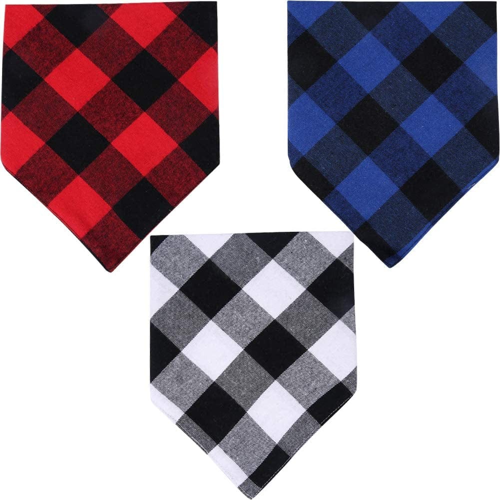 3 Pack Dog Bandana Plaid Reversible Triangle Bibs Scarf Accessories for Dogs Cats Pets Large Animals & Pet Supplies > Pet Supplies > Dog Supplies > Dog Apparel KZHAREEN   