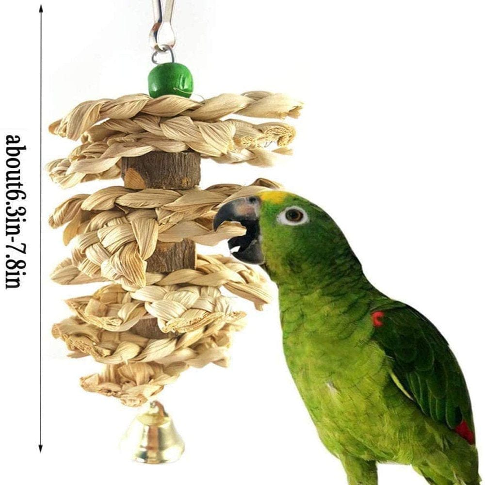 3 Pack Parrot Toys Chewing Bird Toy Cuttle Bone Beak Grinding Cage Hanging Bell Toys for African Greys Conure Eclectus Budgies Parakeet Cockatiel Animals & Pet Supplies > Pet Supplies > Bird Supplies > Bird Toys COSARRETY   