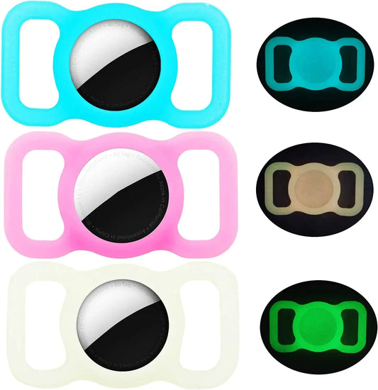 [3 Pack] Tamoria Night Glow Case for Airtag Dog Collar Cat Puppy Small Animals Light in the Dark, Stable Anti-Lost Pet Collar ID Tags Compatible with Air Tag 2021 [Not Keychain], White, Blue, Pink Electronics > GPS Accessories > GPS Cases Tamoria   