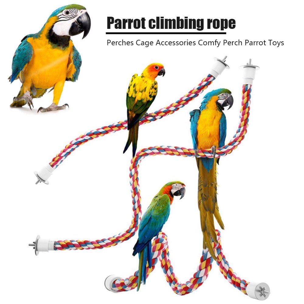 3 Packs Bird Rope Toys, Bird Spiral Rope Perch, Cotton Parrot Swing Climbing Standing Toys, 3 Pcs/40Cm+60Cm+80Cm