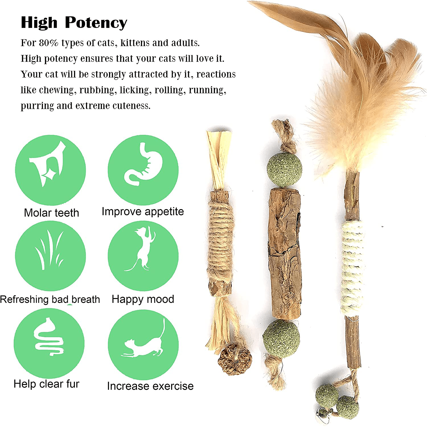 3 Packs Cat Catnip Toys for Indoor Cats Kitten Teething Chew Toy Natural Silvervine Sticks Cat Nip Funny Bell Kick Lollipops Mint Licking Balls with Feathers for All Cats 3 Piece Set Suggest a Change Animals & Pet Supplies > Pet Supplies > Cat Supplies > Cat Toys CRMADA   
