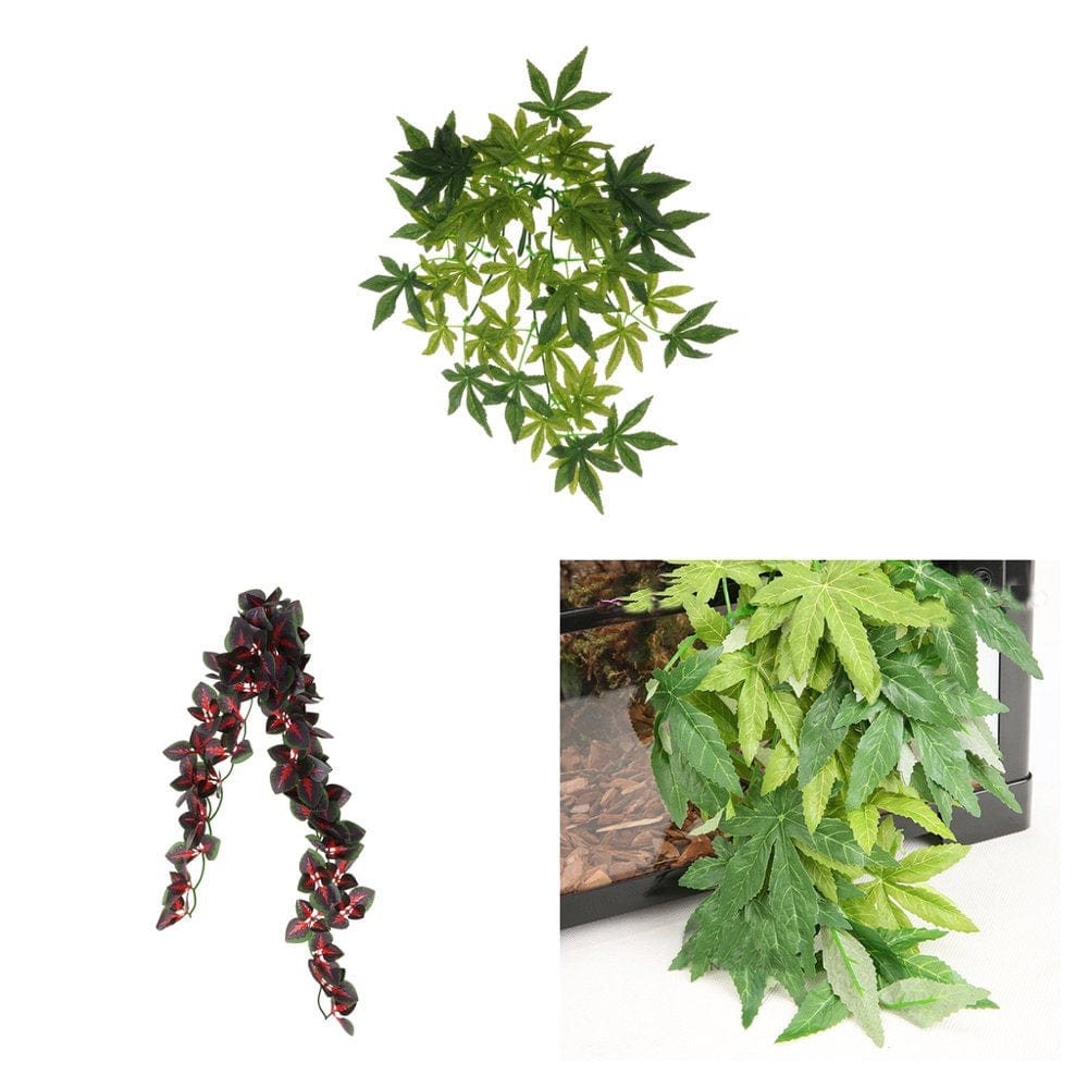 3 Pcs Artificial Ivy Vine & Plant for Reptile Amphibian Green Simulation Plants Pet House Decor Jungle Habitat