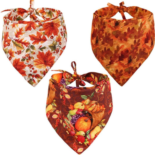 3 Pcs/Pack Thanksgiving Dog Bandana Reversible Triangle Bibs Scarf Accessories for Dogs Cats Pets Large Animals & Pet Supplies > Pet Supplies > Dog Supplies > Dog Apparel KZHAREEN Pattern2 Large 