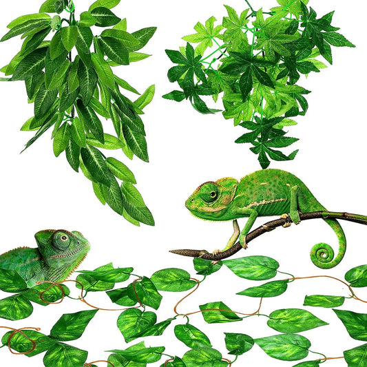 3 Pieces 12 Inch Reptile Plants Set Artificial Hanging Silk Terrarium Plant Artificial Money Plant Hanging Vines with Suction Cups for Lizards Bearded Dragons Snake Geckos Hermit Crab Tank Decor Animals & Pet Supplies > Pet Supplies > Reptile & Amphibian Supplies > Reptile & Amphibian Habitat Accessories Syhood   