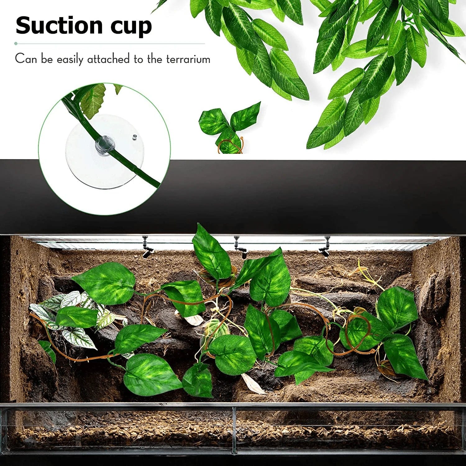 3 Pieces 12 Inch Reptile Plants Set Artificial Hanging Silk Terrarium Plant Artificial Money Plant Hanging Vines with Suction Cups for Lizards Bearded Dragons Snake Geckos Hermit Crab Tank Decor Animals & Pet Supplies > Pet Supplies > Reptile & Amphibian Supplies > Reptile & Amphibian Habitat Accessories Syhood   