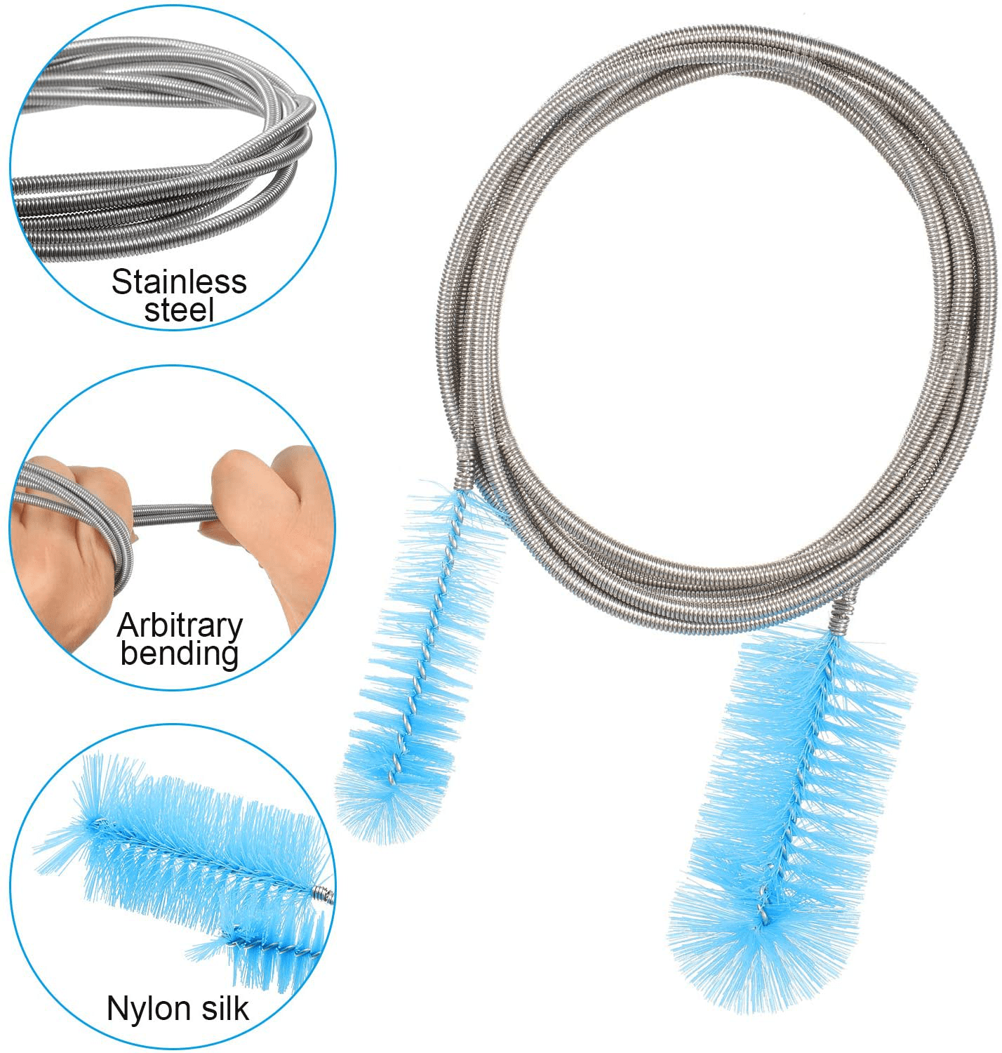 3 Pieces Aquarium Filter Brush Stainless Flexible Cleaning Brush Double-Ended Hose Brush Stainless Steel Spring for Fish Tank Aquarium U-Shape, Bent Pipes, 3 Color Animals & Pet Supplies > Pet Supplies > Fish Supplies > Aquarium Cleaning Supplies Patelai   