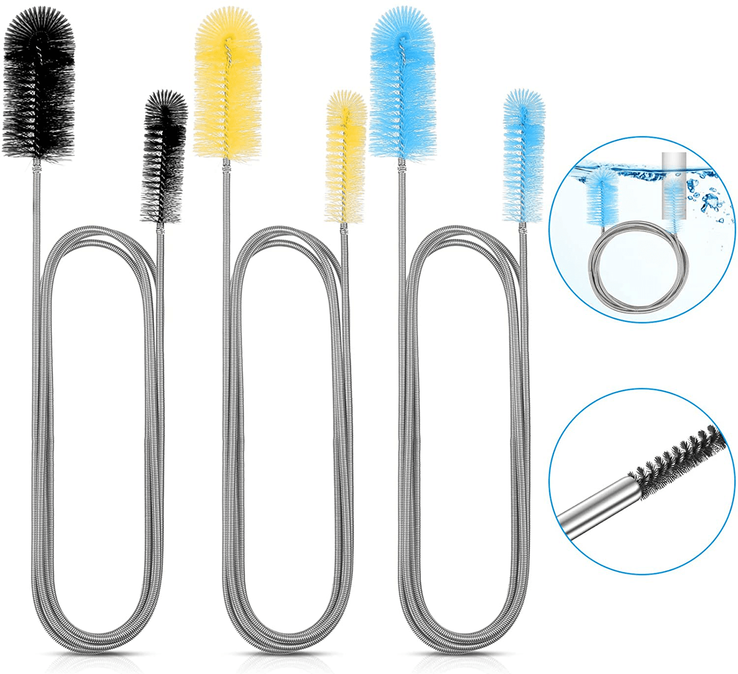 3 Pieces Aquarium Filter Brush Stainless Flexible Cleaning Brush Double-Ended Hose Brush Stainless Steel Spring for Fish Tank Aquarium U-Shape, Bent Pipes, 3 Color Animals & Pet Supplies > Pet Supplies > Fish Supplies > Aquarium Cleaning Supplies Patelai 61.02 inches  