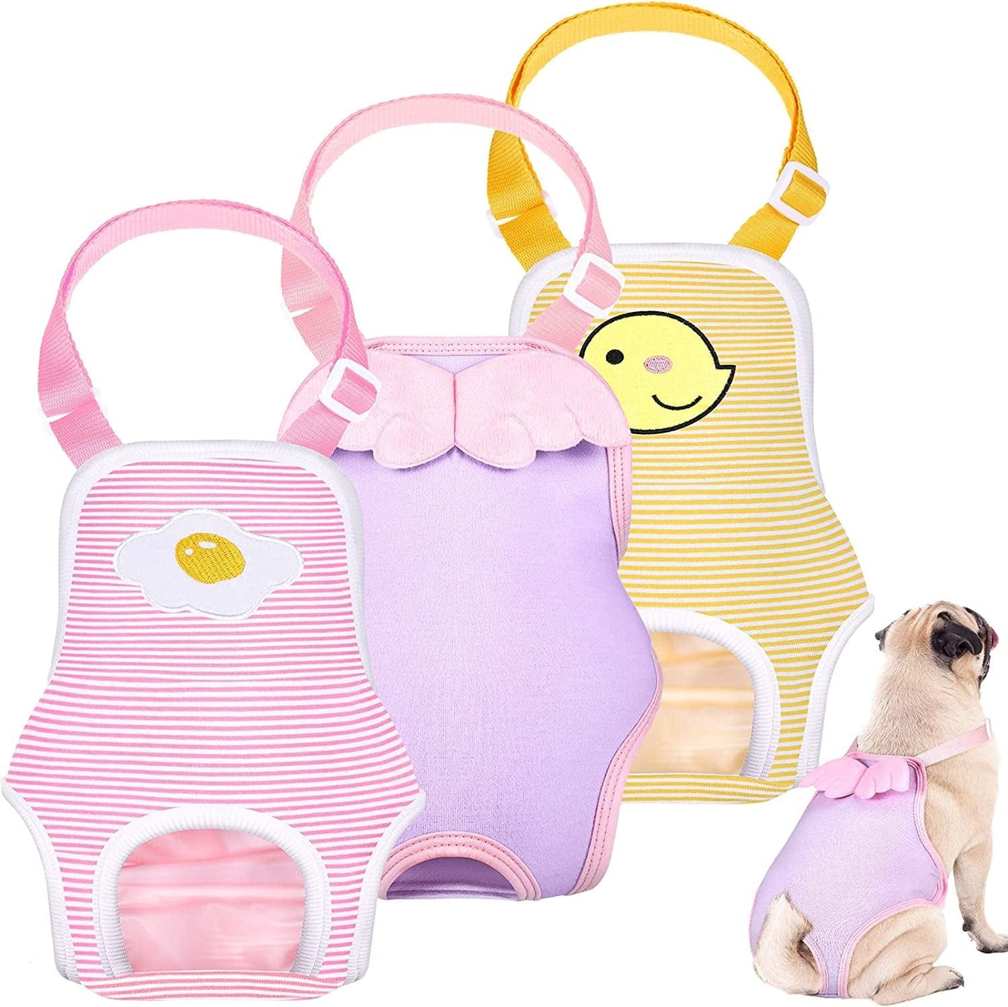 3 Pieces Dog Diaper Striped Sanitary Pantie with Adjustable Suspender Washable Reusable Puppy Sanitary Panties Cute Pet Underwear Diaper Jumpsuits for Female Dogs (Rainbow Pattern,L) Animals & Pet Supplies > Pet Supplies > Dog Supplies > Dog Apparel Nuanchu Delicate Pattern L 