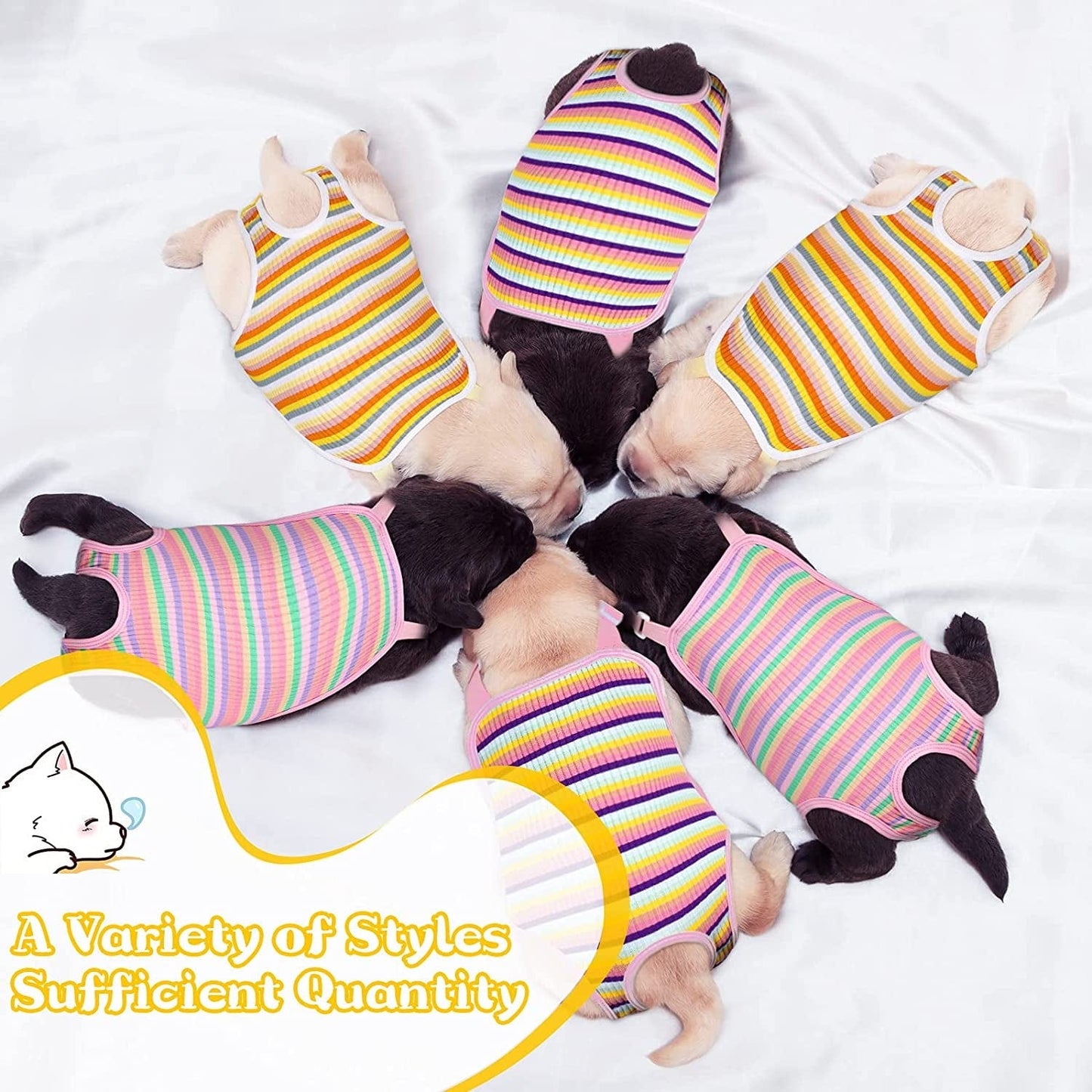 3 Pieces Dog Diaper Striped Sanitary Pantie with Adjustable Suspender Washable Reusable Puppy Sanitary Panties Cute Pet Underwear Diaper Jumpsuits for Female Dogs (Rainbow Pattern,L) Animals & Pet Supplies > Pet Supplies > Dog Supplies > Dog Apparel Nuanchu   