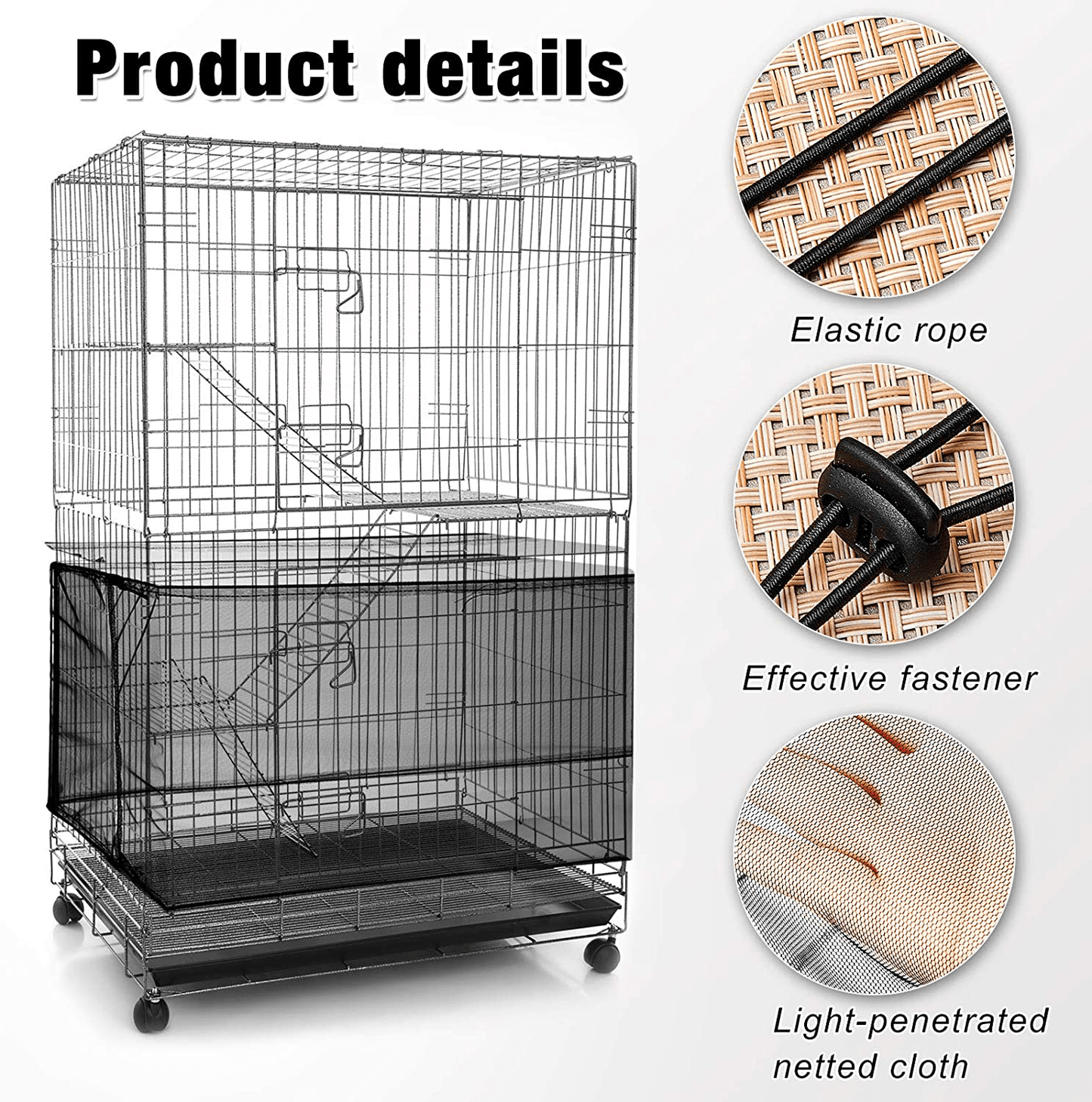 3 Pieces Large Adjustable Bird Cage Cover Seed Feather Catcher Birdcage Nylon Mesh Net Cover Soft Skirt Guard for Parakeet Macaw African round Square Cage (78 X 15 Inch in Circumference and Width) Animals & Pet Supplies > Pet Supplies > Bird Supplies > Bird Cage Accessories Shappy   
