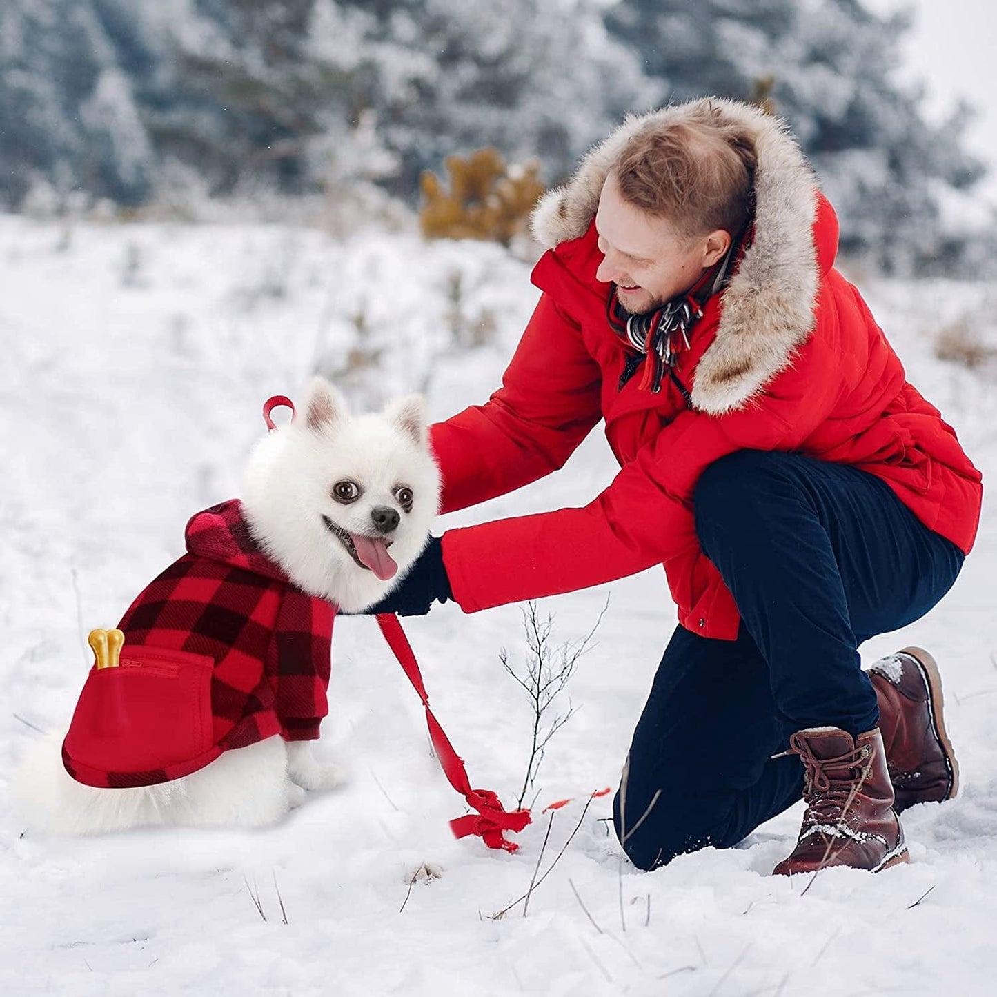 3 Pieces Plaid Dog Hoodie Pet Clothes Sweaters with Hat and Pocket Christmas Classic Plaid Small Medium Dogs Winter Clothing Warm Pet Fleece Hooded Coat Cold Weather Pet Clothes for Dogs and Cats Animals & Pet Supplies > Pet Supplies > Dog Supplies > Dog Apparel stablerice   