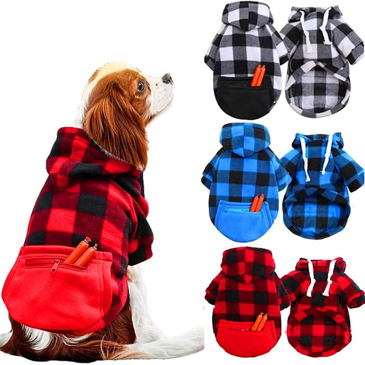 3 Pieces Plaid Dog Hoodie Pet Clothes Sweaters with Hat and Pocket Christmas Classic Plaid Small Medium Dogs Winter Clothing Warm Pet Fleece Hooded Coat Cold Weather Pet Clothes for Dogs and Cats Animals & Pet Supplies > Pet Supplies > Dog Supplies > Dog Apparel stablerice X-Large  