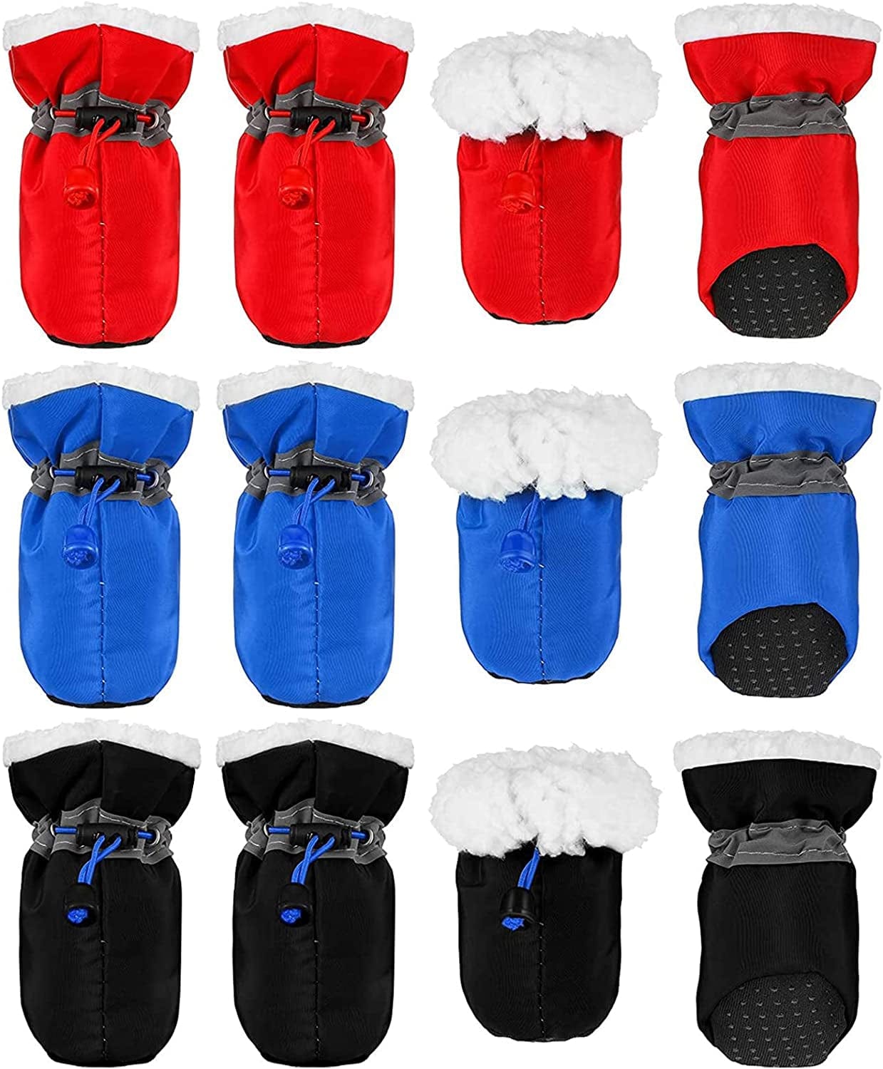 3 Sets Waterproof Dog Shoes Adjustable Drawstring Dog Boots Rain Snow Plush Pet Booties Anti-Slip Dog Paw Protector Breathable Dog Boots with Soft Sole for Small Dog Puppy (4) Animals & Pet Supplies > Pet Supplies > Dog Supplies > Dog Apparel Weewooday Size 4 (Pack of 12)  