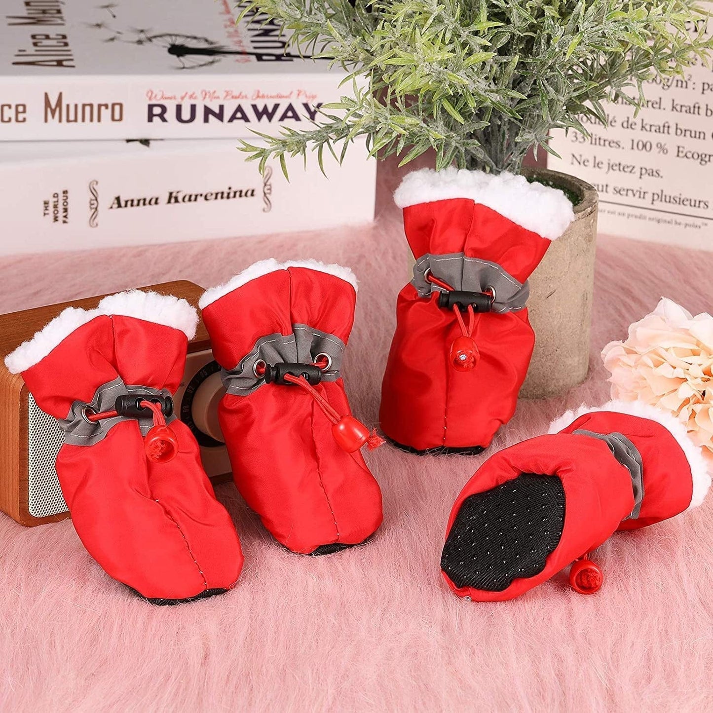 3 Sets Waterproof Dog Shoes Adjustable Drawstring Dog Boots Rain Snow Plush Pet Booties Anti-Slip Dog Paw Protector Breathable Dog Boots with Soft Sole for Small Dog Puppy (4) Animals & Pet Supplies > Pet Supplies > Dog Supplies > Dog Apparel Weewooday   