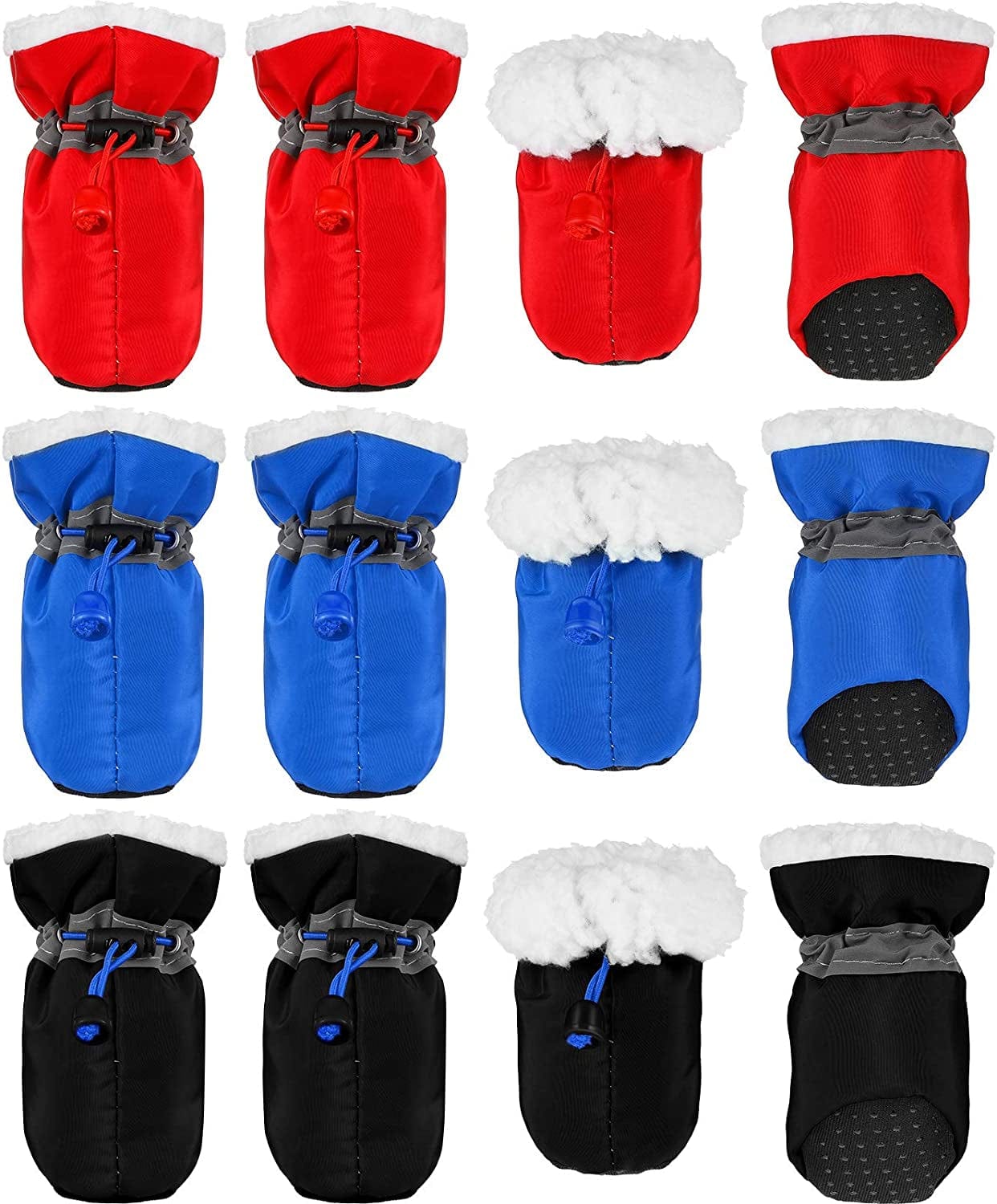 3 Sets Waterproof Dog Shoes Adjustable Drawstring Dog Boots Rain Snow Plush Pet Booties Anti-Slip Dog Paw Protector Breathable Dog Boots with Soft Sole for Small Dog Puppy (4) Animals & Pet Supplies > Pet Supplies > Dog Supplies > Dog Apparel Weewooday Size 6 (Pack of 12)  