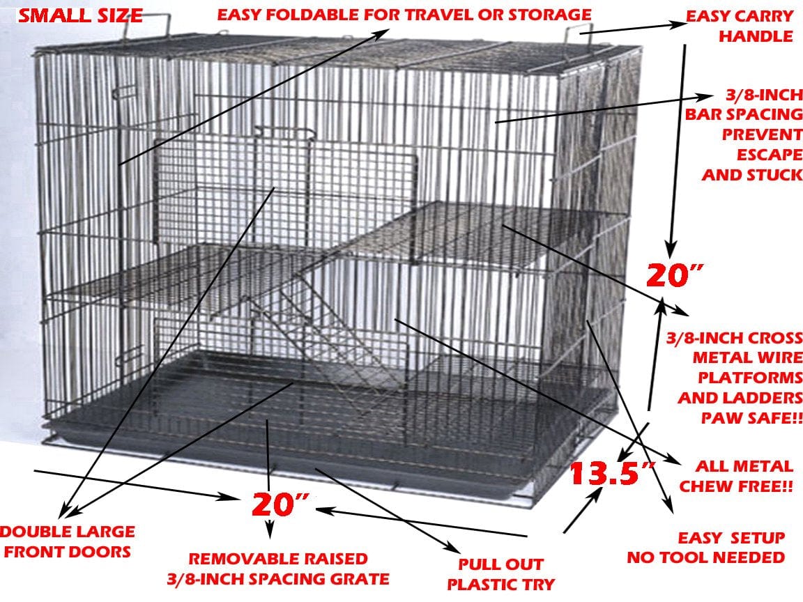 3-Tiers Small Animal Critter House Habitat Cage with Narrow 3/8-Inch Wire Spacing for Guinea Pig Ferret Chinchilla Sugar Glider Rats Mice Hamster Hedgehog Gerbil Animals & Pet Supplies > Pet Supplies > Small Animal Supplies > Small Animal Habitats & Cages Mcage   