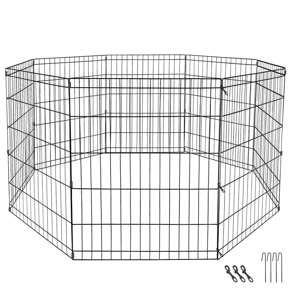 30" Foldable Metal Exercise Pen & Pet Playpen Exercise Fence Barrier Kennel - 8 Panels Animals & Pet Supplies > Pet Supplies > Dog Supplies > Dog Kennels & Runs ZENY   