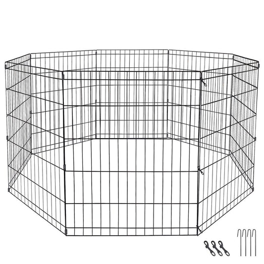 30" Foldable Metal Exercise Pen & Pet Playpen Exercise Fence Barrier Kennel - 8 Panels Animals & Pet Supplies > Pet Supplies > Dog Supplies > Dog Kennels & Runs ZENY   