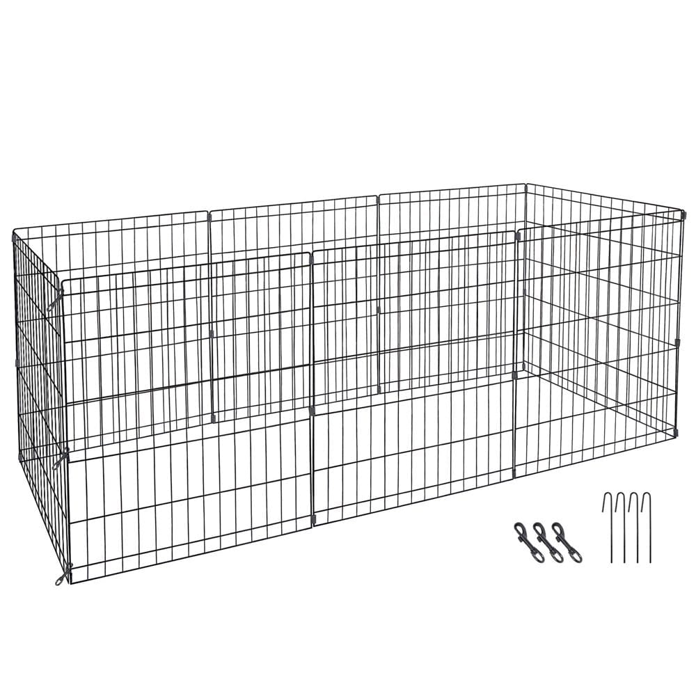 30" Foldable Metal Exercise Pen & Pet Playpen Exercise Fence Barrier Kennel - 8 Panels Animals & Pet Supplies > Pet Supplies > Dog Supplies > Dog Kennels & Runs ZENY   