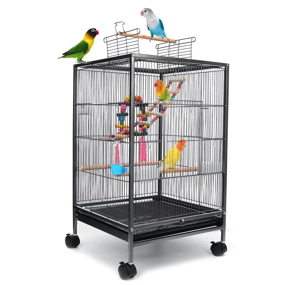 30 Inch Height Wrought Iron Bird Cage with Rolling Stand for Parrots Conure Lovebird Cockatiel Animals & Pet Supplies > Pet Supplies > Bird Supplies > Bird Cages & Stands AnFeng   