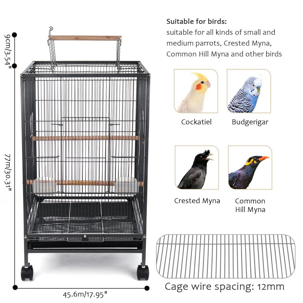 30 Inch Height Wrought Iron Bird Cage with Rolling Stand for Parrots Conure Lovebird Cockatiel Animals & Pet Supplies > Pet Supplies > Bird Supplies > Bird Cages & Stands AnFeng   