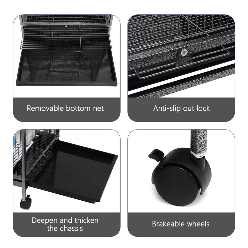 30 Inch Height Wrought Iron Bird Cage with Rolling Stand for Parrots Conure Lovebird Cockatiel Animals & Pet Supplies > Pet Supplies > Bird Supplies > Bird Cages & Stands AnFeng   