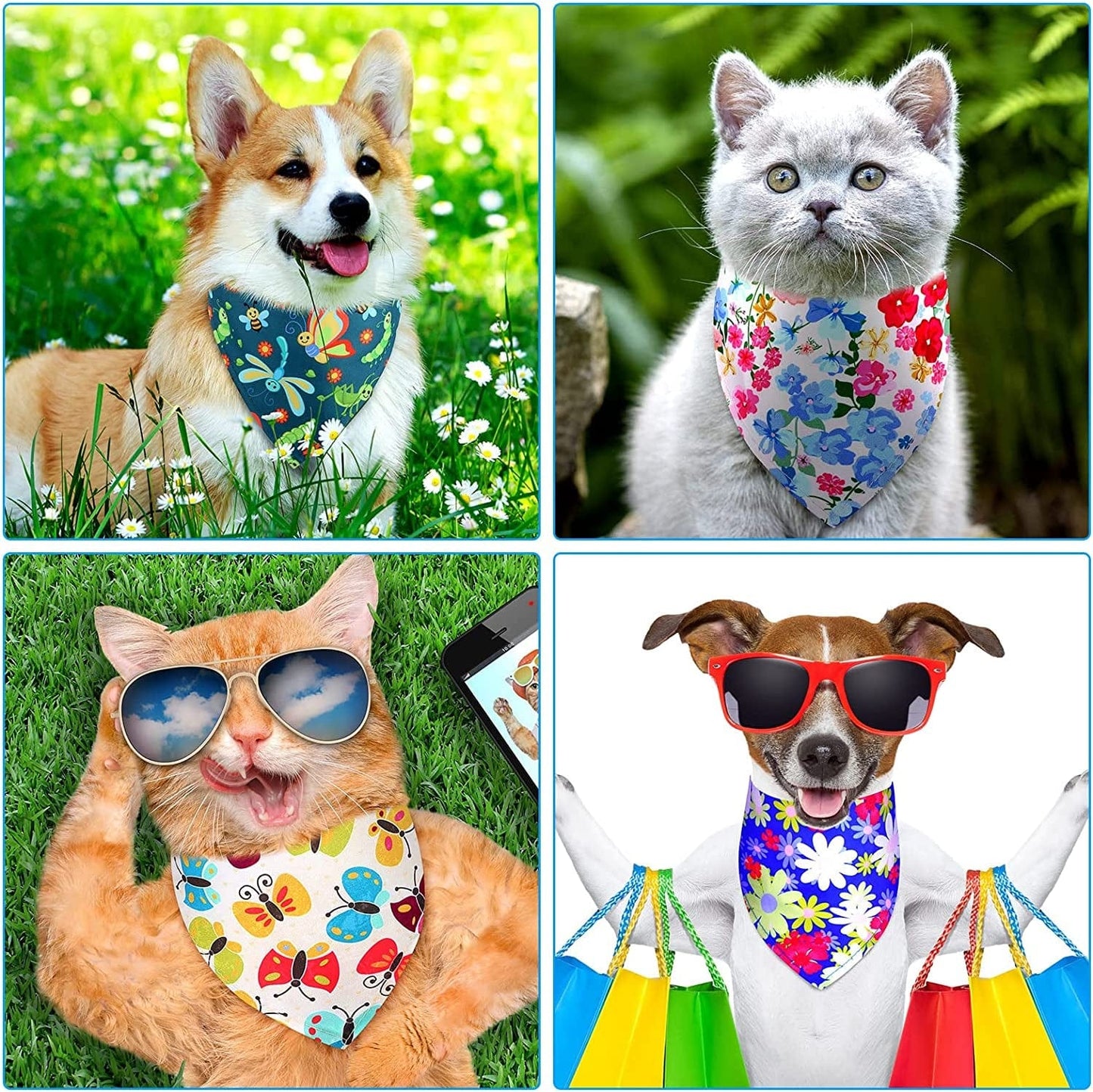 30 Pack Spring Summer Flower Dog Bandanas Soft Triangle Dog Scarfs Polyester Bandana PET Costume Cute Triangle Scarf Bibs with Flowers Patterns for Small Medium Large Pets Animals & Pet Supplies > Pet Supplies > Dog Supplies > Dog Apparel Eccliy   