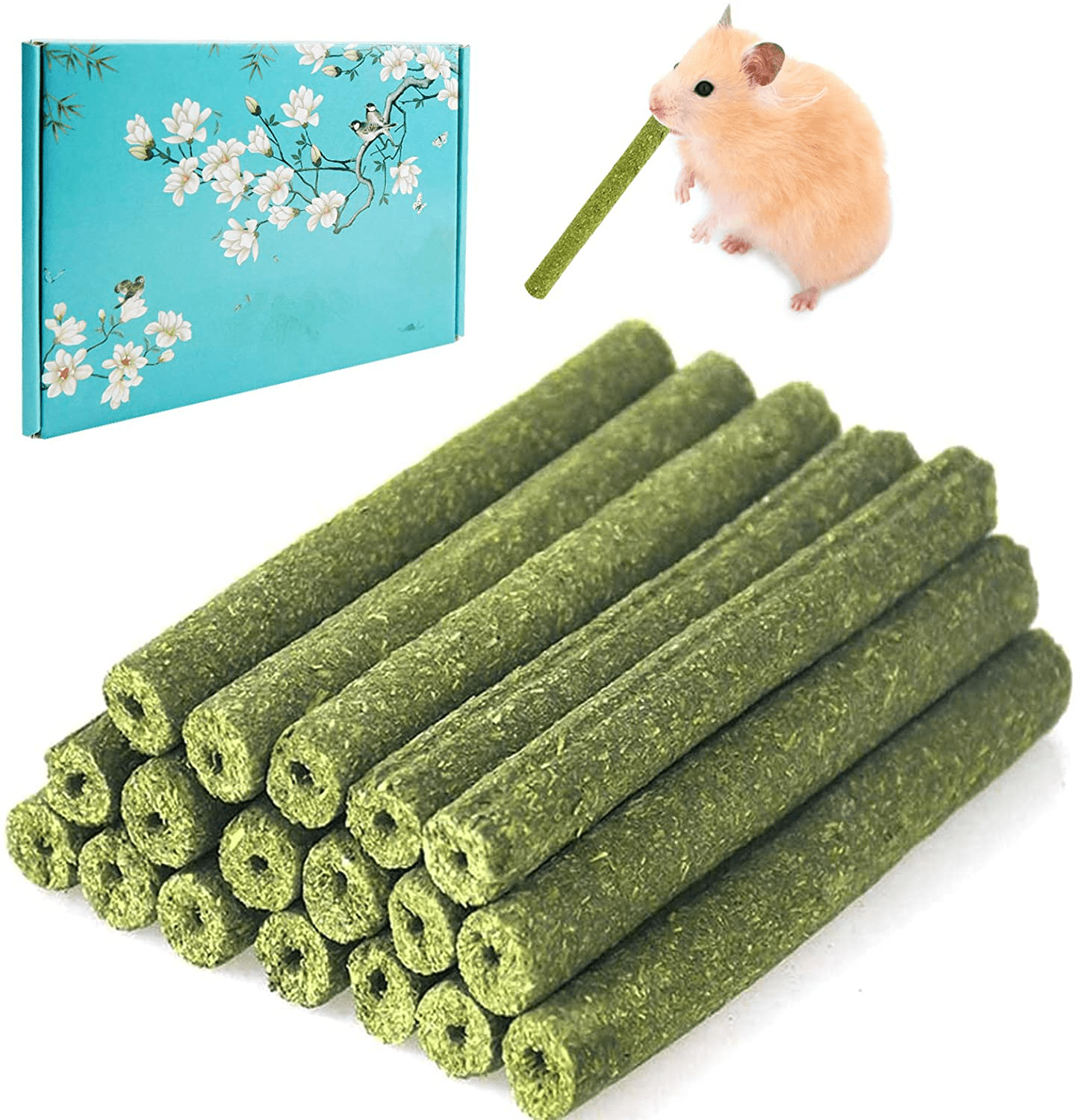 30 PCS Timothy Hay Sticks for Rabbits Guinea Pig Hamsters Chinchilla Bunny Chew Toys for Teeth Treats Accessories