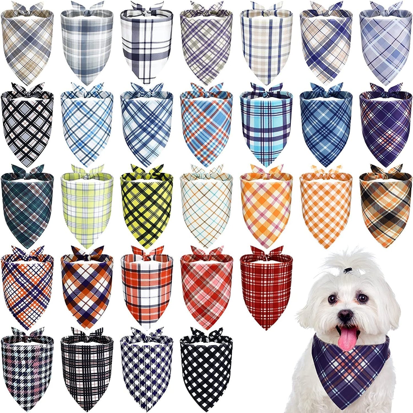 30 Pieces Dog Bandana Plaid Pet Bandana Checked Dog Bib Scarf Adjustable and Washable Dog Triangle Scarf Dog Kerchiefs Dog Handkerchiefs for Small to Medium Dog Puppy Cat (Cute Style) Animals & Pet Supplies > Pet Supplies > Dog Supplies > Dog Apparel Frienda Rustic Style  