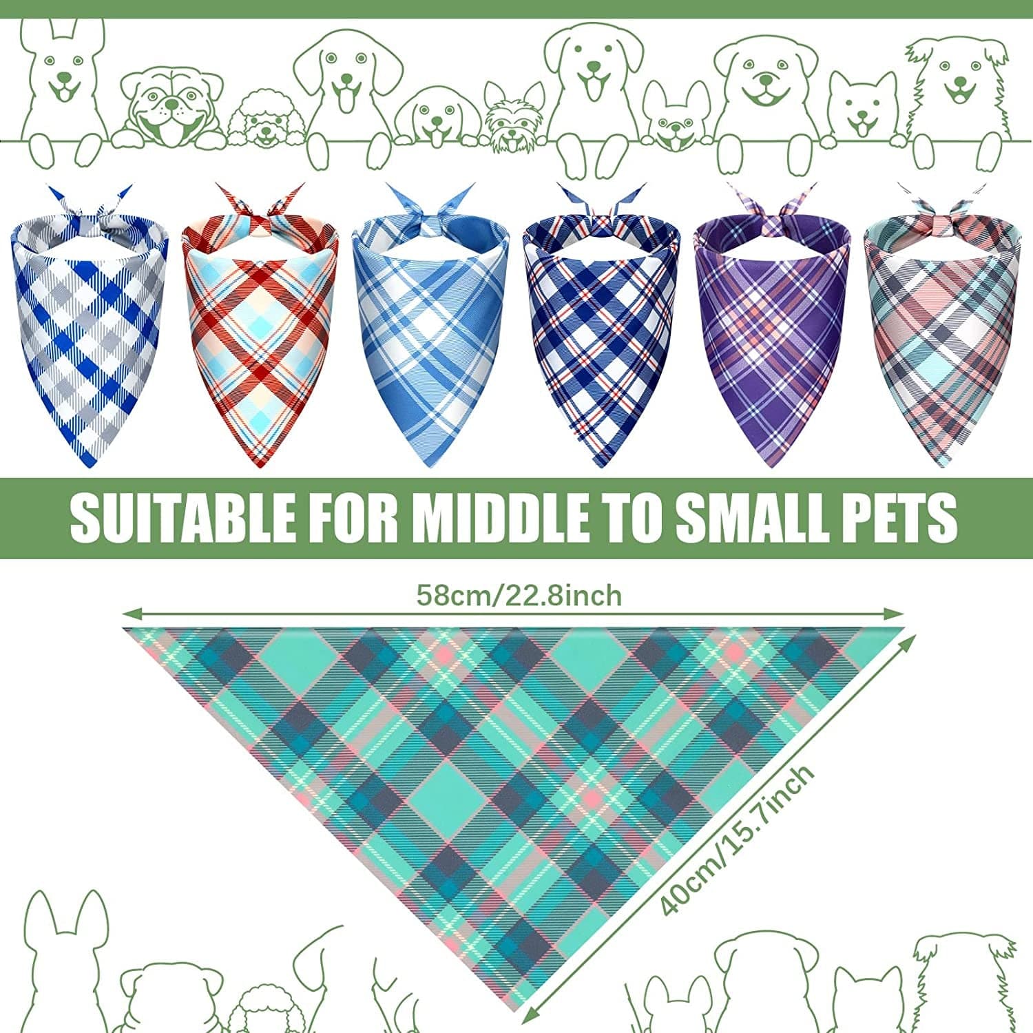 30 Pieces Dog Bandana Plaid Pet Bandana Checked Dog Bib Scarf Adjustable and Washable Dog Triangle Scarf Dog Kerchiefs Dog Handkerchiefs for Small to Medium Dog Puppy Cat (Cute Style) Animals & Pet Supplies > Pet Supplies > Dog Supplies > Dog Apparel Frienda   