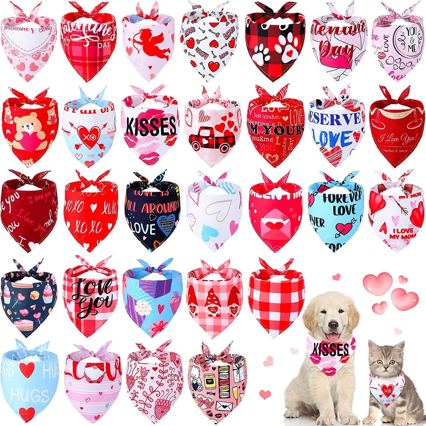 30 Pieces Valentine'S Day Dog Bandanas Valentine'S Dog Bibs Holiday Pet Costume Dog Cat Valentine'S Day Outfit Triangle Scarf Kerchief for Small to Medium Pet Animals & Pet Supplies > Pet Supplies > Dog Supplies > Dog Apparel Kigeli   