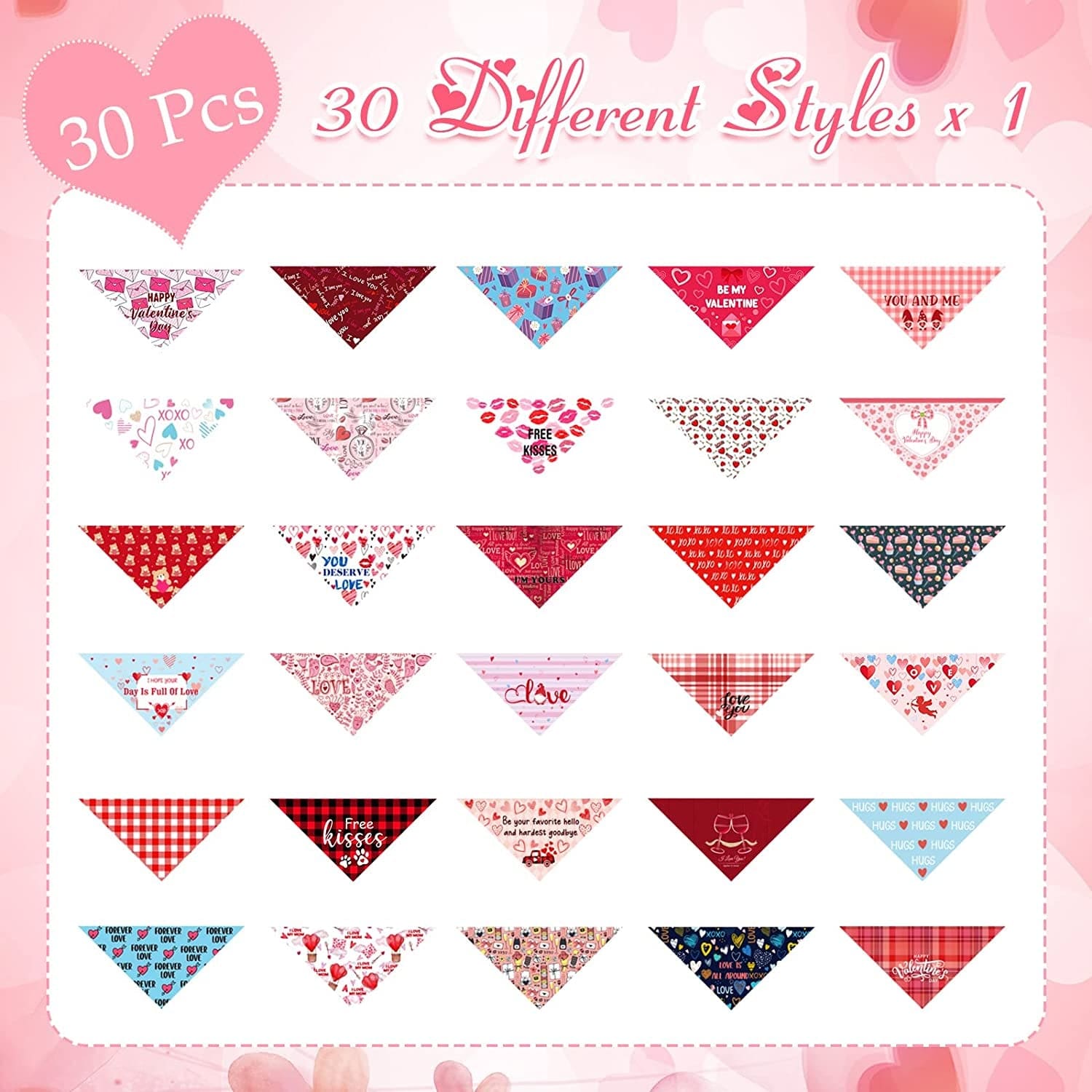 30 Pieces Valentine'S Day Dog Bandanas Valentine'S Dog Bibs Holiday Pet Costume Dog Cat Valentine'S Day Outfit Triangle Scarf Kerchief for Small to Medium Pet Animals & Pet Supplies > Pet Supplies > Dog Supplies > Dog Apparel Kigeli   