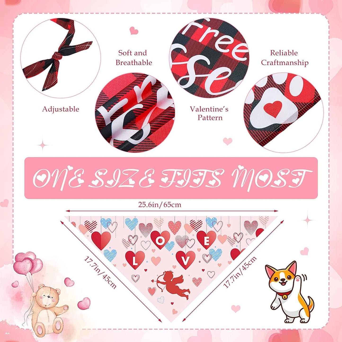 30 Pieces Valentine'S Day Dog Bandanas Valentine'S Dog Bibs Holiday Pet Costume Dog Cat Valentine'S Day Outfit Triangle Scarf Kerchief for Small to Medium Pet Animals & Pet Supplies > Pet Supplies > Dog Supplies > Dog Apparel Kigeli   