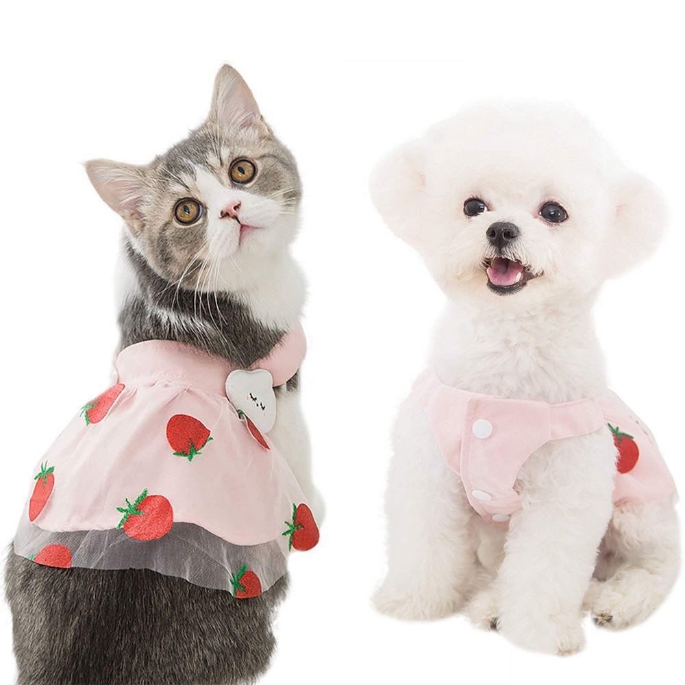 IDOMIK Dog Dress Puppy Lace Wedding Dress Cat Princess Flower Skirt Pet Shirt Strawberry Dress Kittens Vest Outfits Clothes Apparel for Small Medium Dogs Cats Weddings Holidays Travelling Animals & Pet Supplies > Pet Supplies > Cat Supplies > Cat Apparel IDOMIK   