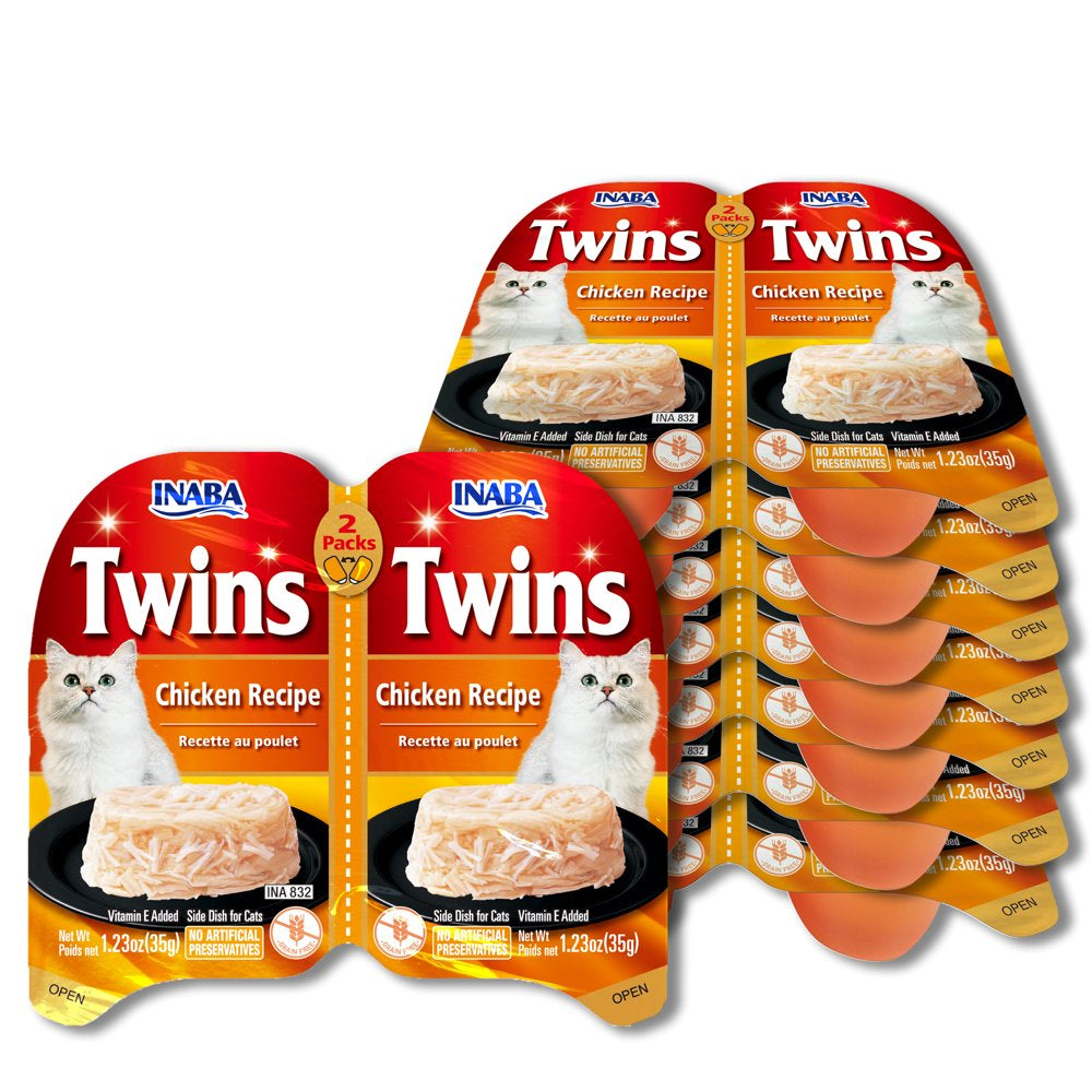 INABA Twins for Cats, Chicken/Gelée Topper Cups, 1.23 Oz/Srv, 16 Srvs, Chicken Animals & Pet Supplies > Pet Supplies > Cat Supplies > Cat Treats INABA Foods (USA) Inc Chicken Recipe  