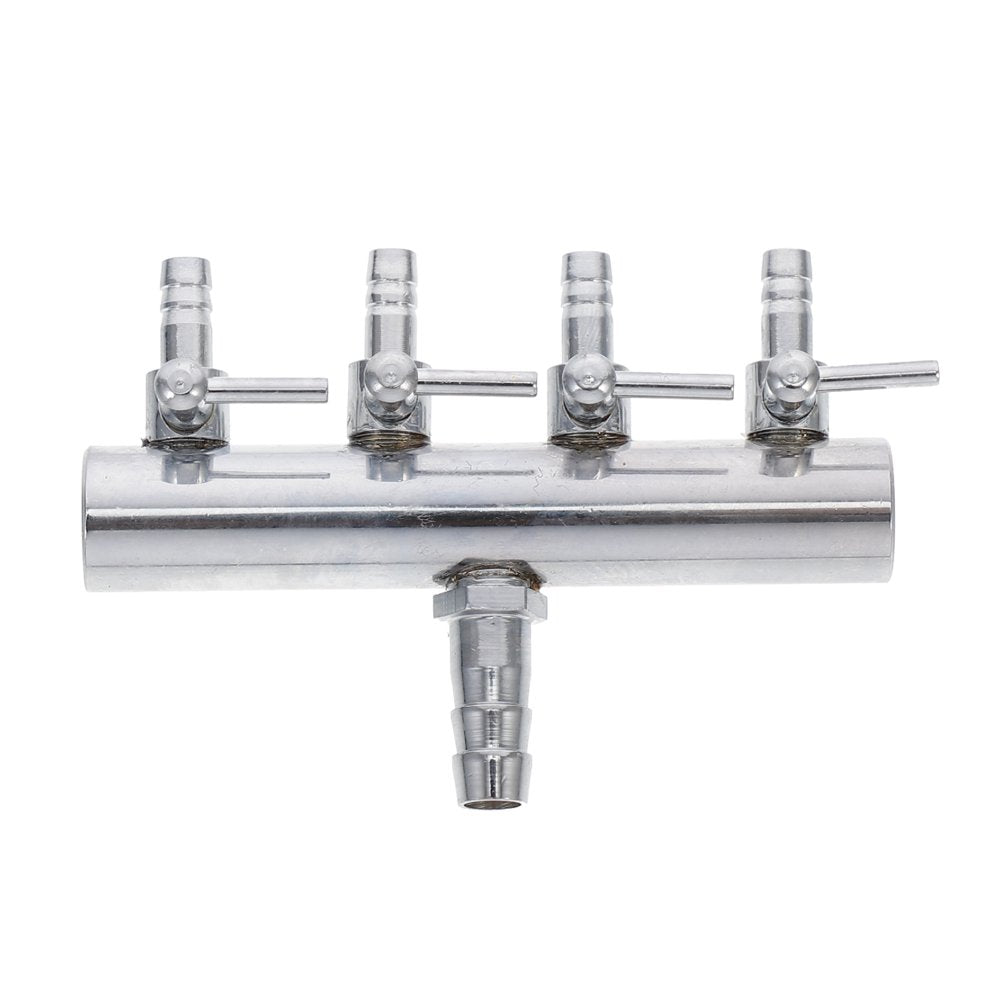 NICEXMAS 4 Ways 8 to 4MM Stainless Steel Aquarium Outlet Inline Air Pump Flow Lever Control Manifold Splitter Switch Tap Oxygen Tube Distributor Silver