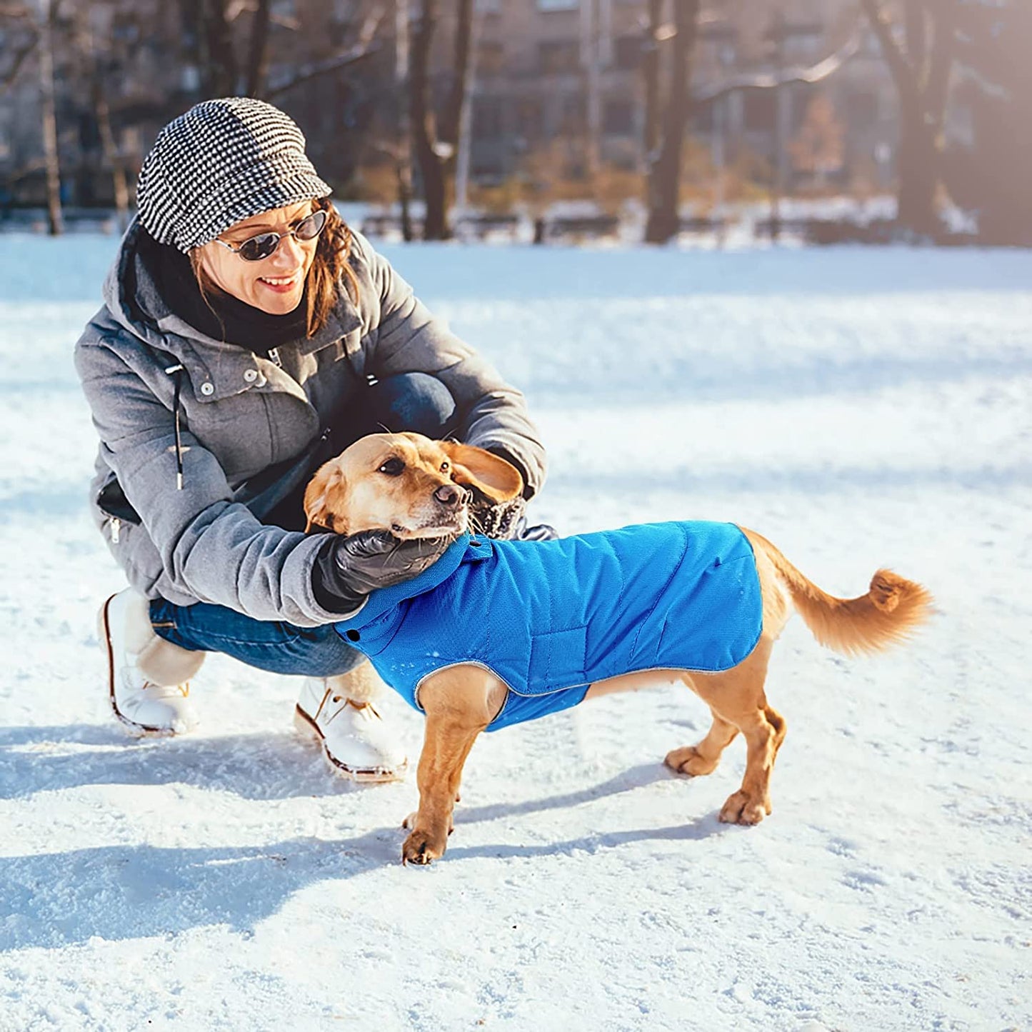 VOOPET Dog Jacket, Waterproof Warm Winter Coat for Small Medium Dogs - Soft Fleece Lining Pet Costume, Reflective Windproof Snowproof Cold Weather Padded Vest Dog Clothes with Detachable Hood (2XL) Animals & Pet Supplies > Pet Supplies > Dog Supplies > Dog Apparel voopet   