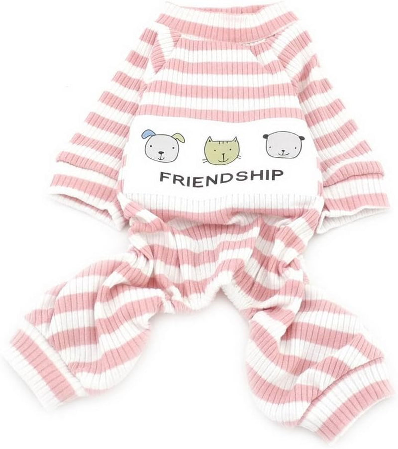 ZUNEA Cozy Soft Cotton Pet Puppy Small Dog Winter Pajamas Jumpsuit Sweatshirt Outfits Stripe Doggie Sleep Clothes Apparel Pink M Animals & Pet Supplies > Pet Supplies > Dog Supplies > Dog Apparel ZUNEA   