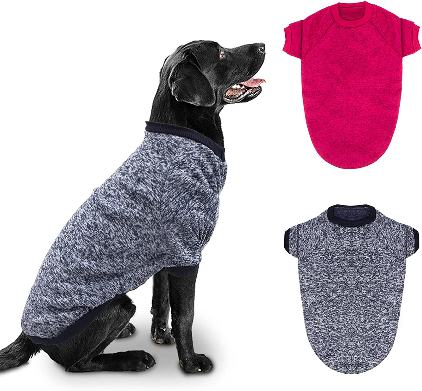 Rypet 2 Pack Large Dog Sweaters for Winter Dog Classic Knitwear Sweater Soft Thickening Warm Dog Clothes for Medium Large Dogs Animals & Pet Supplies > Pet Supplies > Dog Supplies > Dog Apparel Rypet Navy Blue & Wine Red 5XL(Chest: 27.6", Back: 21.7") 