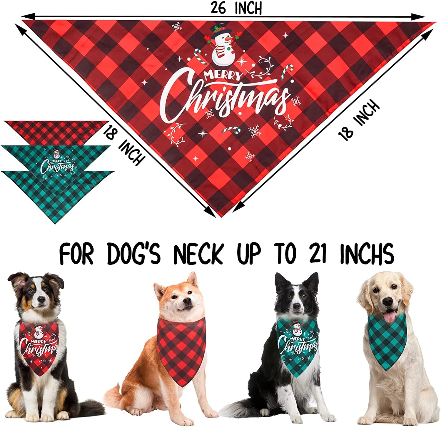 GUOYIHUA Christmas Dog Bandanas, Christmas Dog Bandana Classic Plaid Pet Scarf, Double-Layer Triangle Bibs Kerchief Merry Christmas Pet Bandana for Small Medium Large Dogs Cats Pets (Polyester, 2PCS) Animals & Pet Supplies > Pet Supplies > Dog Supplies > Dog Apparel GUOYIHUA   