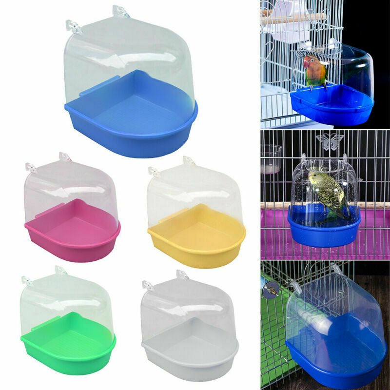 CABINAHOME Clear Bird Bath for Cage Bird Cage Accessories Hanging Bird Tub for Small Bird Cockatiel, Conure, Parakeet, White Animals & Pet Supplies > Pet Supplies > Bird Supplies > Bird Cage Accessories CABINAHOME   