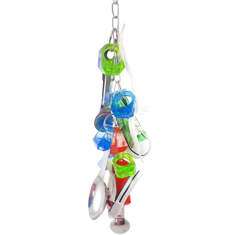 Parrot Bird Bite Toy Stainless Steel Spoon Scoop Sneakers Hanging Shoe String Toys Animals & Pet Supplies > Pet Supplies > Bird Supplies > Bird Gyms & Playstands STAGA   