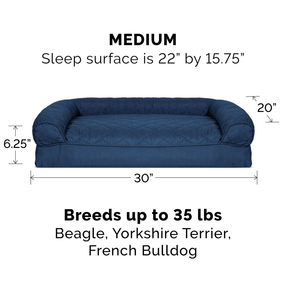 Furhaven Pet Products | Quilted Pillow Sofa Pet Bed for Dogs & Cats, Navy, Medium Animals & Pet Supplies > Pet Supplies > Cat Supplies > Cat Beds FurHaven Pet Products   