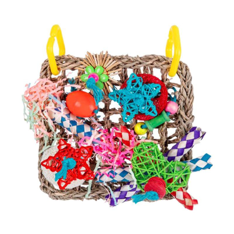 Bird Foraging Wall Toy Parrot Chewing Hanging Hook Toys Woven Climbing Hammock Mat for Birds Cockatiel Cage Accessories Animals & Pet Supplies > Pet Supplies > Bird Supplies > Bird Cage Accessories Magideal   