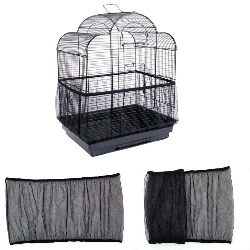 SESAVER Birdcage Cover Adjustable Bird Cage Seed Catcher Nylon Parrot Cage Skirt Washable and Reusable Mesh Pet Bird Cage Skirt Guard Cage Accessories for Square round Cage Animals & Pet Supplies > Pet Supplies > Bird Supplies > Bird Cage Accessories Sesaver Black: l  