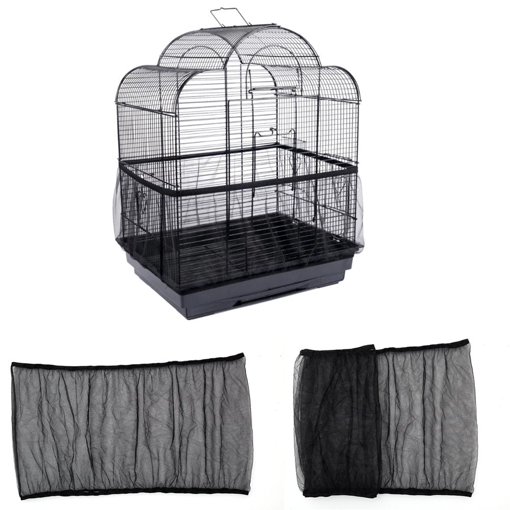 Niyofa Birdcage Cover Adjustable Bird Cage Seed Catcher Nylon Parrot Cage Skirt Washable and Reusable Mesh Pet Bird Cage Skirt Guard Cage Accessories for Square round Cage Animals & Pet Supplies > Pet Supplies > Bird Supplies > Bird Cage Accessories Niyofa Black-L  