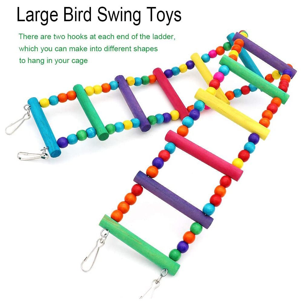 Large Bird Swing Toys, Big Parrots Chewing Natural Wood with Bells Toys for Childhood Macaws Cokatoos, Alexandrine Parakeet, African Grey Parrot and a Variety of Medium Finch Animals & Pet Supplies > Pet Supplies > Bird Supplies > Bird Toys sbomiaort   