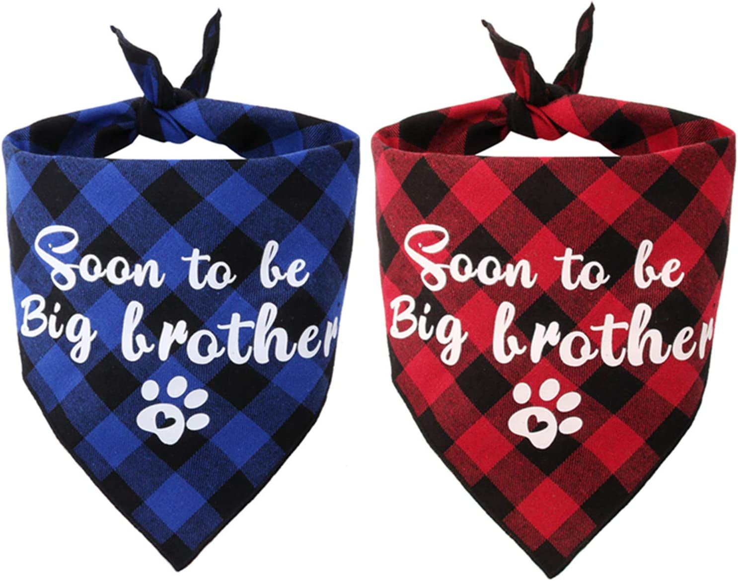 JPB 2 Pack Sooner to Be Big Brother Dog Bandana,Pet Baby Announcement Plaid Scarf Gender Reveal Accessories Animals & Pet Supplies > Pet Supplies > Dog Supplies > Dog Apparel JPB   