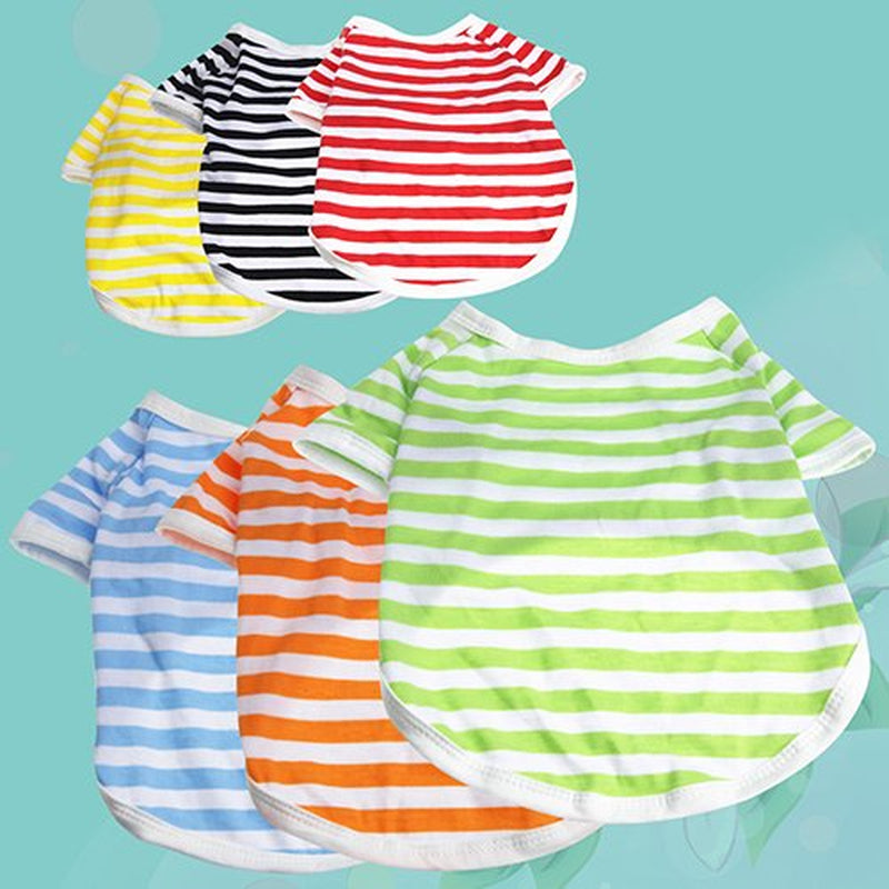 D-GROEE Dog Shirts Pet Clothes Striped Clothing, Puppy Vest T-Shirts for Cat Apparel, Doggy Breathable Cotton Shirts for Small Medium Large Dogs Kitten Boy and Girl